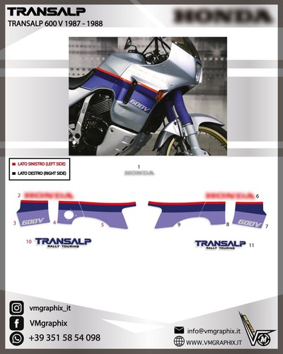 Adesivi xl600v transalp grey - adesivi,
