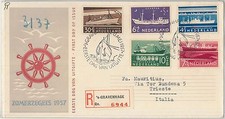 55869 - OLANDA - STORIA POSTALE FDC COPERTINA 1957 barche SPEDIZIONE