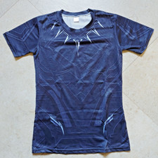 T-Shirt Marvel Black Panther Taglia M Compressione Gym Casual Spiderman