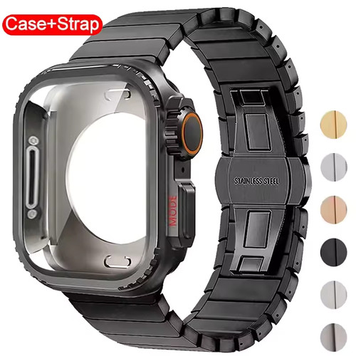 Stainless steel case - +, band