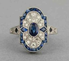 Vintage Art Deco Ring, Blue