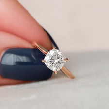 2.30Ct Cushion Cut Moissanite Women's Solitaire Engagement Ring 14K Rose Gold