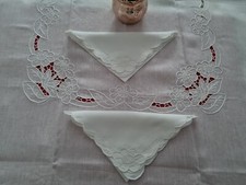 Tovaglia x12 puro lino ricamo Intaglio e Punto Pieno a mano Tablecloth handmade