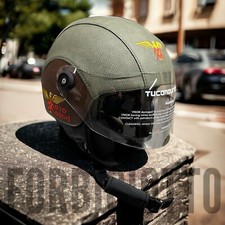 Casco vintage in pelle personalizzato Moto Morini Verde Marron S M L XL