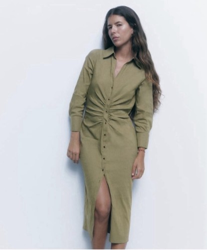 Abito camicia midi zara verde - midi,
