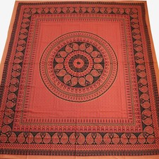 Copriletto Rajasthan Classic Cotone India Tela Decorativa Rosso Arancione