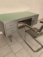 modernariato scrivania scrittoio metallo anni ‘60 E sedia originale -5 cassetti