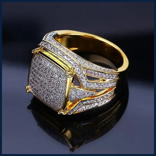 Anello uomo quadrato placcato