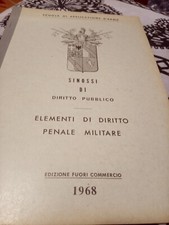 Sinossi di Diritto pubblico Elementi di diritto penale militare 1968 Scuole appl