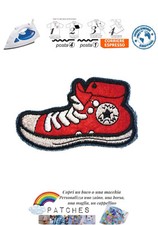 patch scarpe sneakers rosse toppa termoadesiva red shoes all star iron on sport