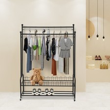 Appendiabiti arrotolabile 120*34*165 cm nero alta resistenza con ruote