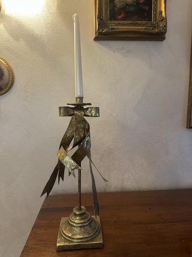 Coppia candelabri metallo oro