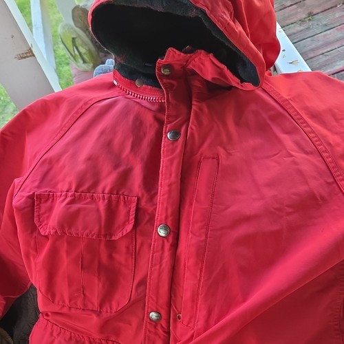 Woolrich red hooded parka coat - woolrich,