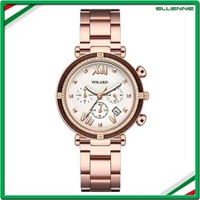 ✅ OROLOGIO DONNA ACCIAIO POLSO VINTAGE MODERNO SOTTILE RAGAZZA ORO ROSA F03A ✅