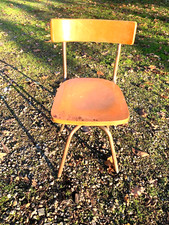 SEDIA  O SGABELLO GIREVOLE E REGOLABILE ANNI 50/60 FERRO E LEGNO