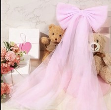 Fiocco Nascita Tulle Grande Rosa Nascita Bambina Femmina Fuoriporta