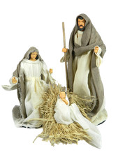 Natività con Vestiti di Stoffa Cm 27h Sacra Famiglia per Presepe Idea Regalo
