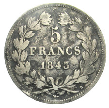 5 FRANCHI ARGENTO 1843 LOUIS PHILIPPE I ROUEN