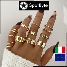 Set di 12 Anelli Donna Dorati