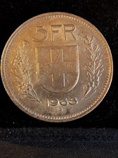 MONETA 5 FRANCHI SVIZZERI 1968