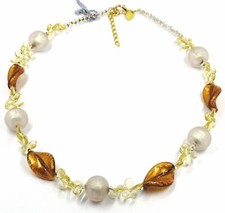 Murano glass necklace yellow - glass,