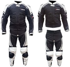 Tuta Moto IN PELLE E TESSUTO DIVISIBILE TOURING PROTEZIONI CE 44 48 50 52 54 56