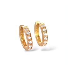 Orecchini da donna piccoli a cerchio con zirconi bianchi in oro 18 kt 750