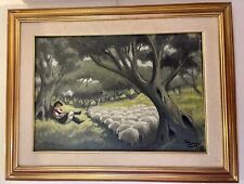 Giovanni Daga Dipinto Tela Quadro Pastore Sardo Paesaggio Sassari Sardegna 900