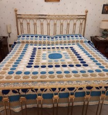 Coperta matrimoniale in cotone fatta a mano all'uncinetto. 220x230