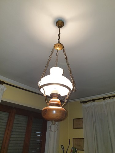Lampadario legno opalina - in, e