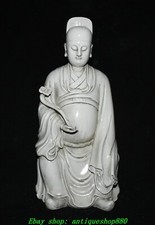 Scultura statua popolo Ruyi Wenchang porcellana bianca cinese Dehua 22,4'' vecchia