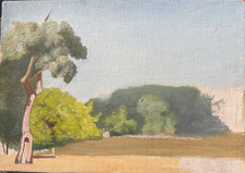 paesaggio laziale olio su cartone inizio '900