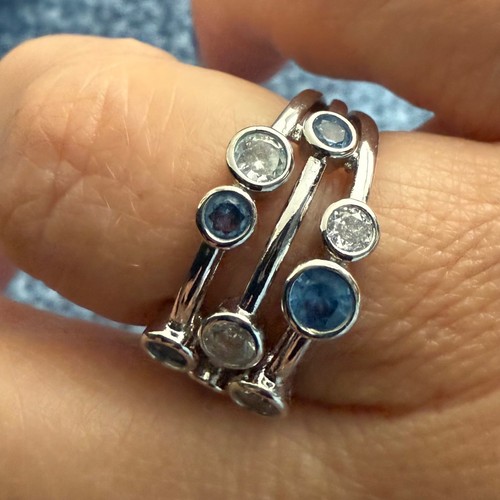 Anello bolla argento cristalli