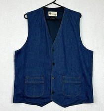 Gilet uomo vintage Levis Panatela abbigliamento sportivo denim blu western anni 70 petto 45,5"