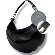 Borsa a tracolla Gucci logo mezza luna Y2k borsa a mano in pelle nera autentica