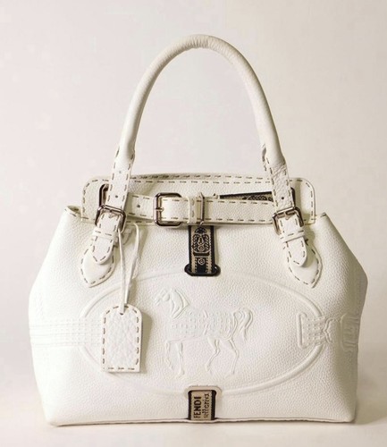 Fendi white selleria leather - white,