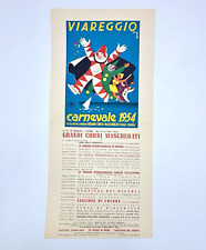 Carnevale di Viareggio 1954 Locandina Pubblicitaria 23 x 50 cm Uberto Bonetti