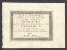 SCENA SU VASO ANTICO ,  di G.B. ROMERO,  acquaforte del  1805 + PASSEPARTOUT