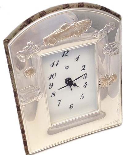 925 silver frame table clock - silver,