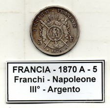 Francia - 1870 A - 5 Franchi - Napoleone III° - Argento - (MP2233)