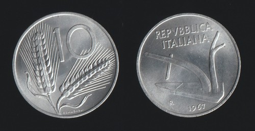 Lire 1967 spighe aratro - 10, e