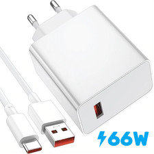 Caricatore Caricabatterie 66W Ultra Rapido per Samsung Xiaomi Android USB-C+Cavo