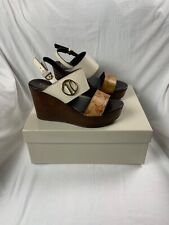 Sandali con Zeppa da donna Alviero Martini, colore panna/Marrone, tg. 36