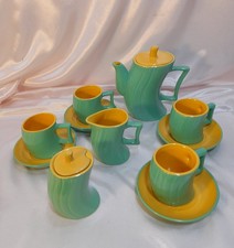 Servizio da tea "Memphis" in ceramica 4 tazze con piattini, teiera, lattiera,