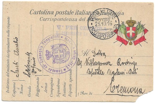 Posta militare corpo - posta, "26°corpo