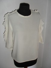 BLUSA CHEMISES PINKO Tg. 40 IN PURA SETA MADE IN ITALY  CON VOLANT