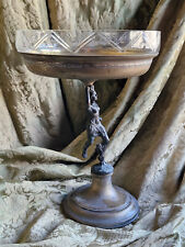 Fruttiera - Alzata Liberty centrotavola in cristallo, ottone, bronzo