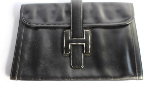 Hermes pochette cuir noir - hermes,
