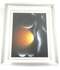 Quadro Donna Profili in Rilievo Firmato Cornice in Legno