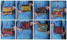 5 PC All'Ingrosso Frizione Pelle Borse Indiano Ricamo a Mano Stile Etnico